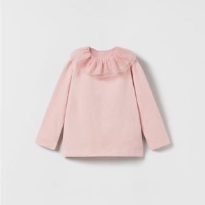 Zara Kids | Tulle Collar Top Pink NWT